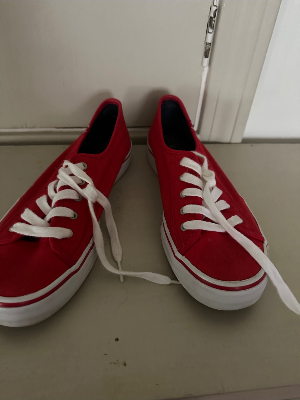 Keds Red Canvas Slip-On Sneakers With White Sole